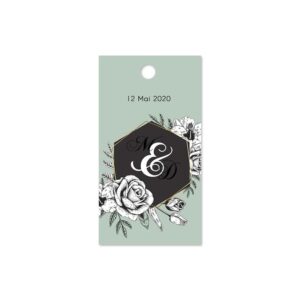 Etiquette à dragée - rose vintage bleu