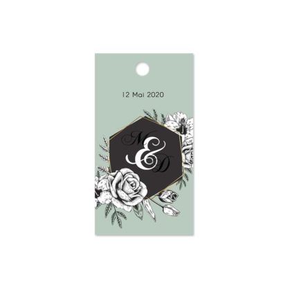 Etiquette à dragée - rose vintage bleu