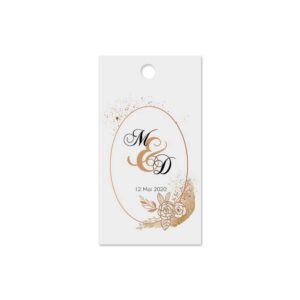Etiquette à dragée - Ovale fleur doré