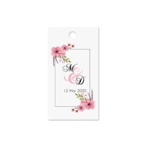 Etiquette à dragée - Cadre fleur aquarelle