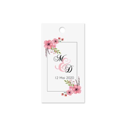 Etiquette à dragée - Cadre fleur aquarelle