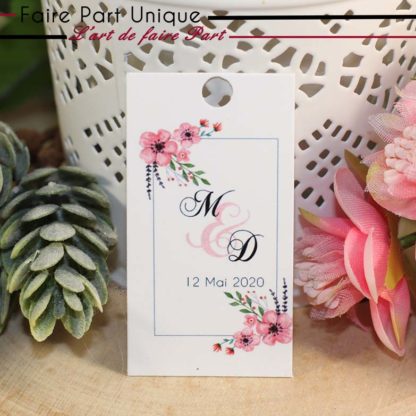Etiquette à dragée - Cadre fleur aquarelle – Image 2