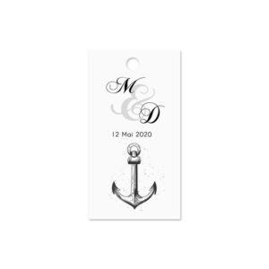 Etiquette à dragée - Ancre marine