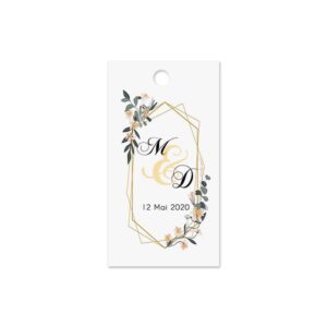 Etiquette à dragée - Encadré floral