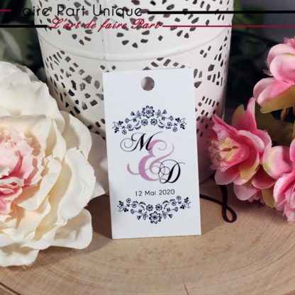 Etiquette à dragée - Fleur noire élégante – Image 2