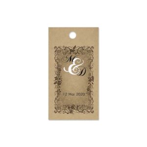Etiquette à dragée - Cadre floral et fond kraft