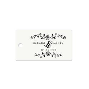 Etiquette à dragée - Petite fleur doodle noir