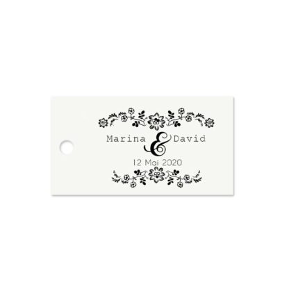Etiquette à dragée - Petite fleur doodle noir