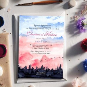 Faire part de mariage mariage - Bois, aquarelle
