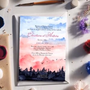 Faire part de mariage mariage - Bois, aquarelle