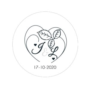 Etiquette adhésive – Cœur et vegétaux( lot de 24 étiquettes )
