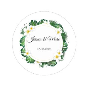 Étiquette adhésive – Tropical, fleur de frangipanier ( lot de 24 étiquettes )