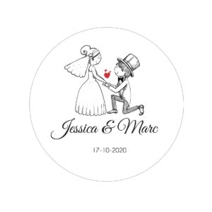 Étiquette adhésive – Petit couple marié ( lot de 24 étiquettes )