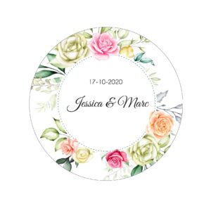 Étiquette adhésive – Jolies fleurs roses ( lot de 24 étiquettes )