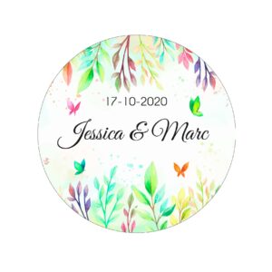 Étiquette adhésive – Fleurs colorées ( lot de 24 étiquettes )