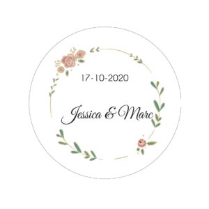 Étiquette adhésive – Couronne de roses ( lot de 24 étiquettes )