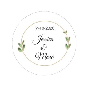 Étiquette adhésive – Cercle avec feuilles ( lot de 24 étiquettes )