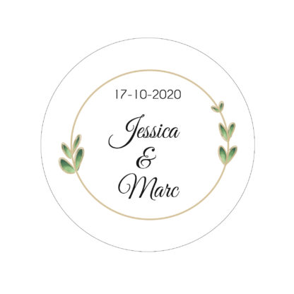 Étiquette adhésive – Cercle avec feuilles ( lot de 24 étiquettes )