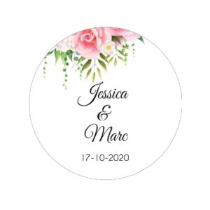 Étiquette adhésive – Jolies fleurs champêtres roses ( lot de 24 étiquettes )