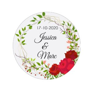 Étiquette adhésive – Fleur champêtre rouge ( lot de 24 étiquettes )