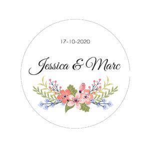Étiquette adhésive – Couronne floral ( lot de 24 étiquettes )