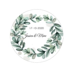 Étiquette adhésive – Couronne végétale ( lot de 24 étiquettes )