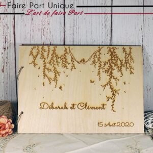 Livre d'or en bois -  Branche arbre romantique