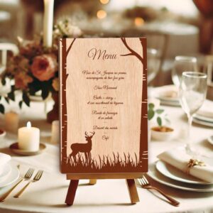 Menu en bois - Cerf dans le bois