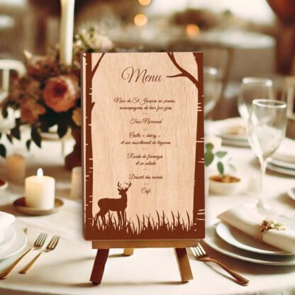 Menu en bois - Cerf dans le bois