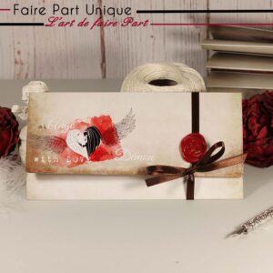 Faire-part parchemin - Mi-ange, mi -démon