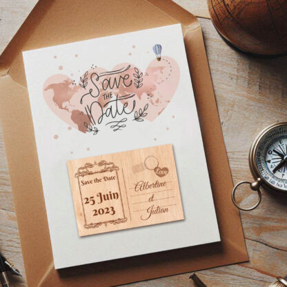 Save the date en bois - Carte postale