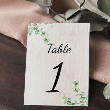 Numéro de table - Ambiance nature sur fond bois