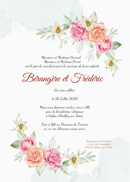 Faire-part mariage - Jolies fleurs chic et champêtres – Image 2