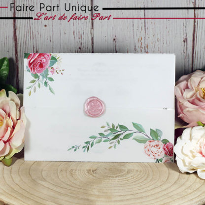 Faire-part parchemin - Rose vintage