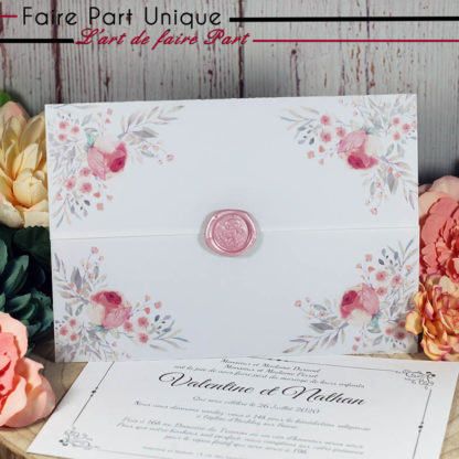 Faire-part parchemin - Romance pastel