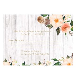 Carte RSVP - Floral et plume