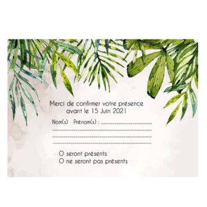 Carte RSVP – Tropical et fleurs de frangipanier