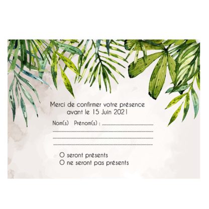 Carte RSVP  – Tropical et fleurs de frangipanier