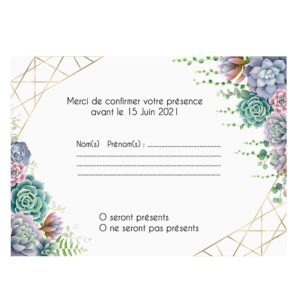 Carte RSVP – Douce succulente