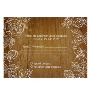 Carte RSVP - Rosier blanc sur fond blanc