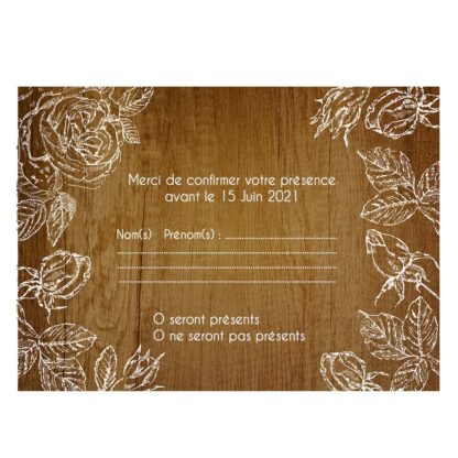 Carte RSVP - Rosier blanc sur fond blanc