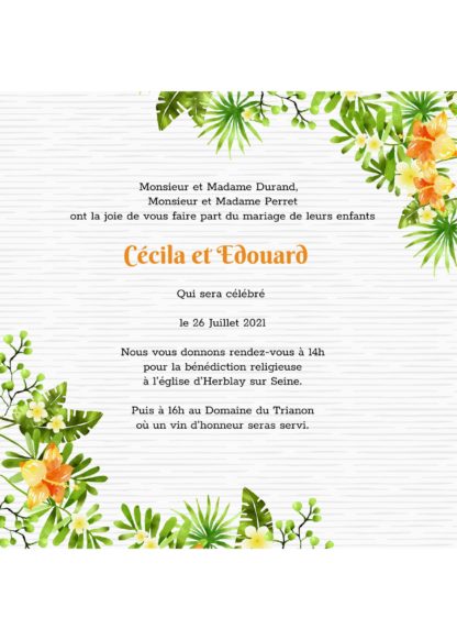 Faire-part de mariage - Fleur exotique – Image 2