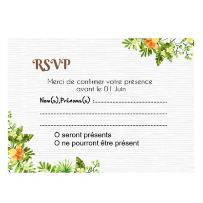 Carte RSVP - Fleur exotique