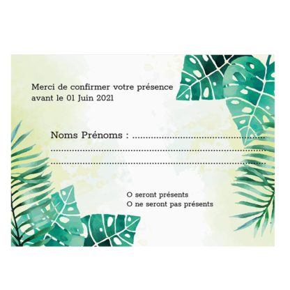 Carte RSVP - Ambiance tropicale