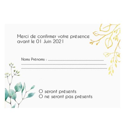 Carte RSVP - Style bleu et doré