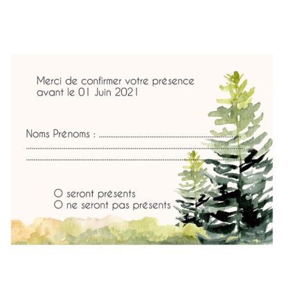 Carte RSVP - Les sapins