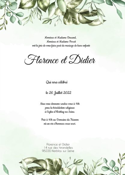 Faire-part de mariage - Couronne nature – Image 2