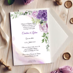 Faire-part de mariage - Floral aquarelle violet