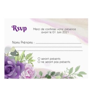 Carte RSVP - Floral aquarelle violet