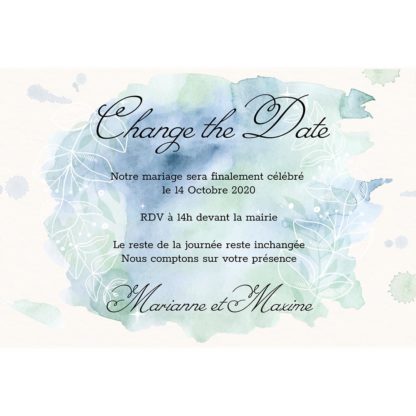 Change the date - Bleu aquarelle